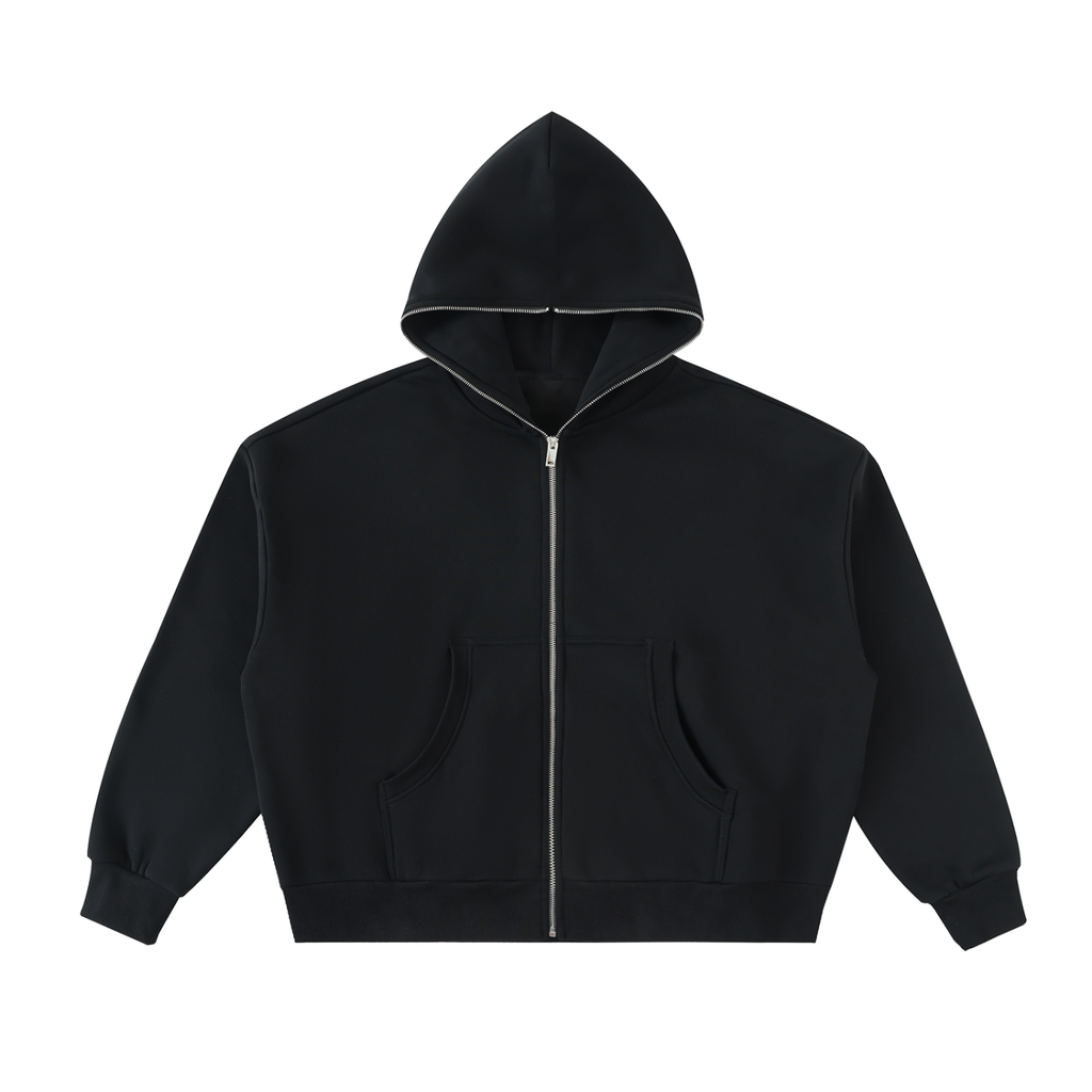 HEART&FAITH Fleeced Full-Zip Boxy Hoodie