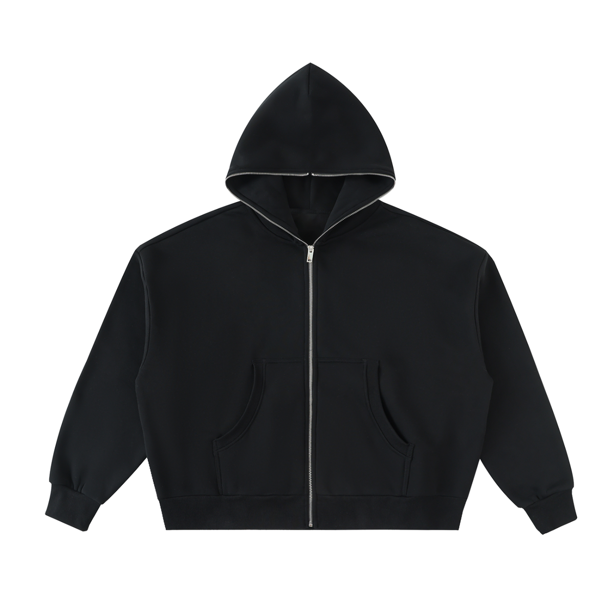 HEART&FAITH Fleeced Full-Zip Boxy Hoodie