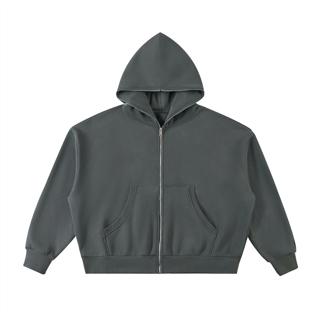 HEART&FAITH Fleeced Full-Zip Boxy Hoodie