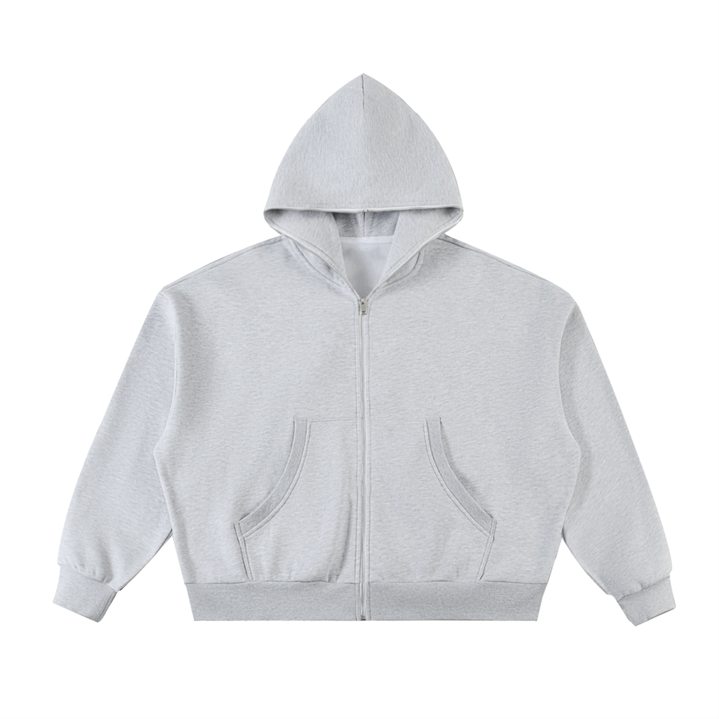 HEART&FAITH Fleeced Full-Zip Boxy Hoodie